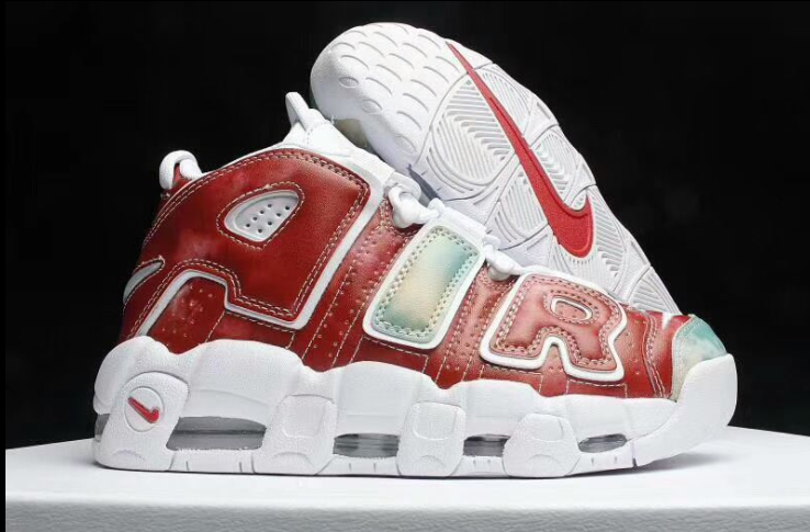 Nike Air More Uptempo UK Amarillo Speed Red-Neptune Green-White - Click Image to Close
